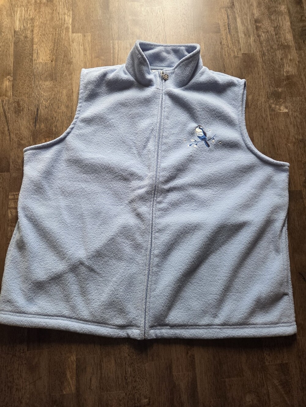 Northern Reflections Blue Fleece Vest with Bird Embroidery